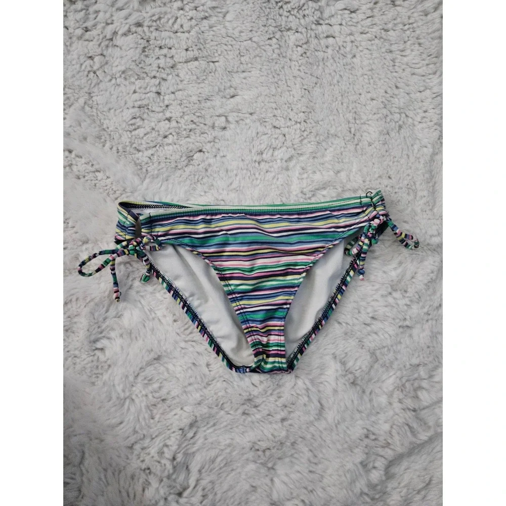 Ella Moss Multi-Color Striped Racerback Bikini Set Swimsuit Size 14 Tween Beach